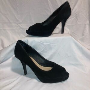 Rockport Adiprene by Adidas Sasha Black Suede Peep Toe Pumps Heels, Sz 9.5